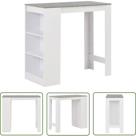 The Living Store Bartisch mit Regal Weiß 110x50x103 cm - Esstisch - Bartisch - Hochstuhl - Kücheninsel - Wohnzimmer Dekoration