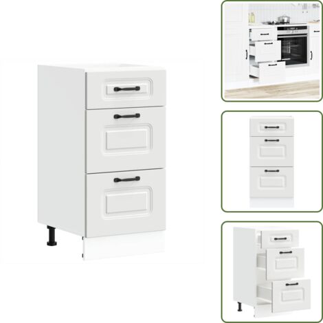 The Living Store Base da Cucina Kalmar Bianco in Legno Multistrato - Mobile da cucina