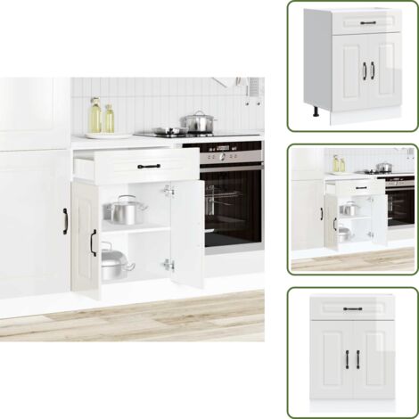 The Living Store Base da Cucina Kalmar Bianco Lucido in Legno Multistrato - Base da cucina