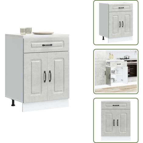 The Living Store Base da Cucina Kalmar Grigio Cemento in Legno Multistrato - Base da cucina