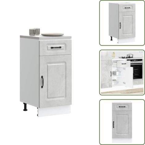 The Living Store Base da Cucina Kalmar Grigio Cemento in Legno Multistrato - Base da cucina