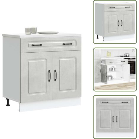 The Living Store Base da Cucina Kalmar Grigio Cemento in Legno Multistrato - Base da cucina