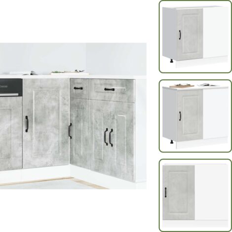 The Living Store Base da Cucina Kalmar Grigio Cemento in Legno Multistrato - Mobile da cucina