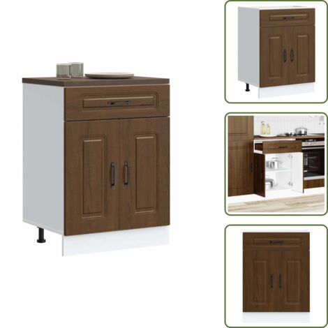 The Living Store Base da Cucina Kalmar Rovere Marrone in Legno Multistrato - Base da cucina