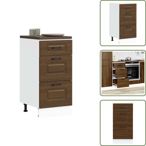 The Living Store Base da Cucina Kalmar Rovere Marrone in Legno Multistrato - Mobile da cucina