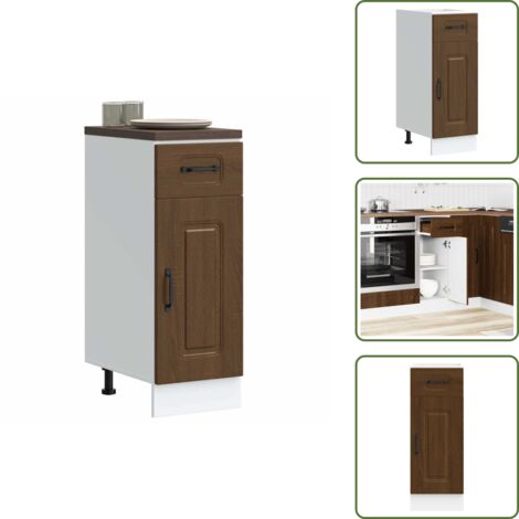The Living Store Base da Cucina Kalmar Rovere Marrone in Legno Multistrato - Mobile da cucina