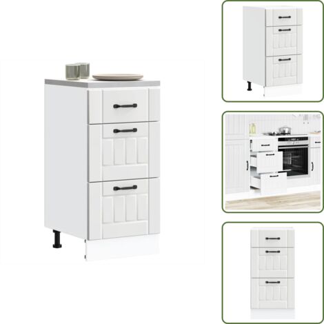 The Living Store Base da Cucina Lucca Bianco in Legno Multistrato - Mobile da cucina