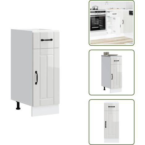 The Living Store Base da Cucina Lucca Bianco Lucido in Legno Multistrato - Base da cucina
