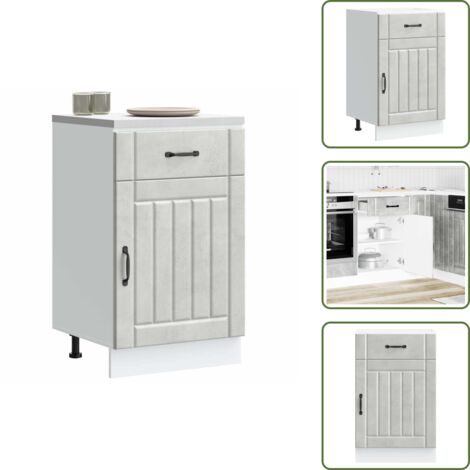 The Living Store Base da Cucina Lucca Grigio Cemento in Legno Multistrato - Base da cucina