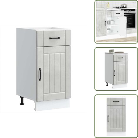 The Living Store Base da Cucina Lucca Grigio Cemento in Legno Multistrato - Base da cucina