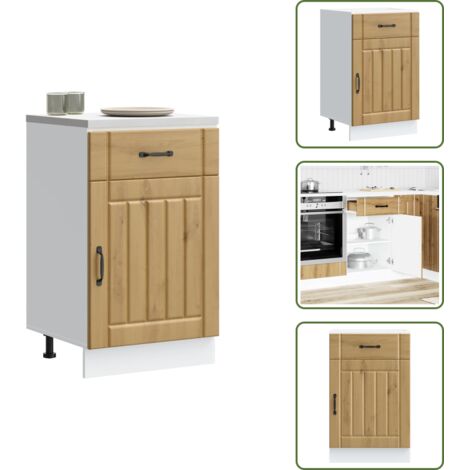 The Living Store Base da Cucina Lucca Rovere Artigianale in Legno Multistrato - Armadio da cucina