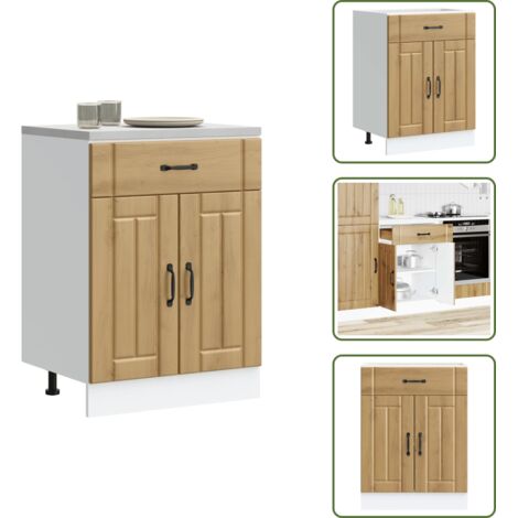 The Living Store Base da Cucina Lucca Rovere Artigianale in Legno Multistrato - Armadio da cucina