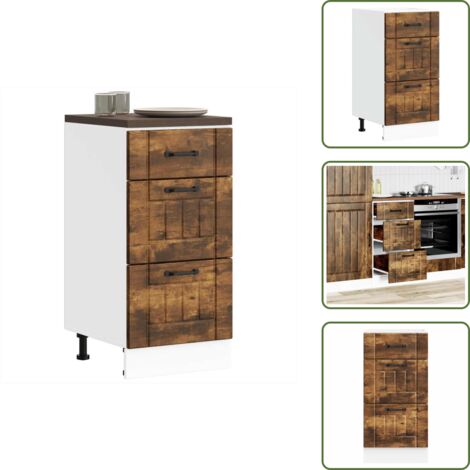 The Living Store Base da Cucina Lucca Rovere Fumo in Legno Multistrato - Mobile da cucina
