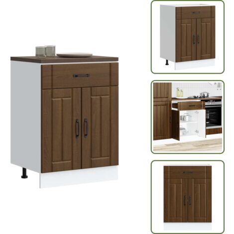 The Living Store Base da Cucina Lucca Rovere Marrone in Legno Multistrato - Base da cucina