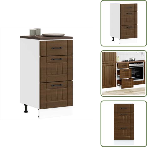 The Living Store Base da Cucina Lucca Rovere Marrone in Legno Multistrato - Mobile da cucina