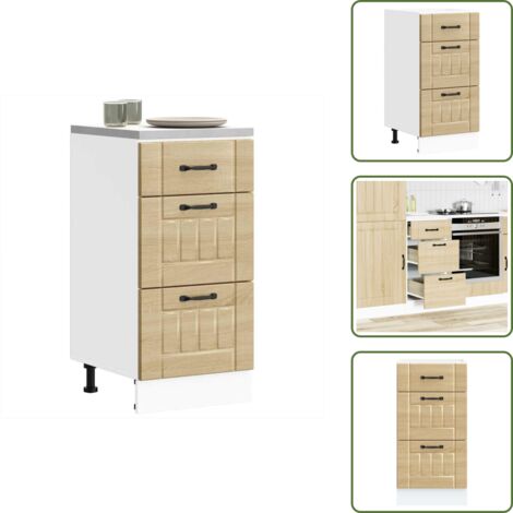 The Living Store Base da Cucina Lucca Rovere Sonoma in Legno Multistrato - Mobile da cucina