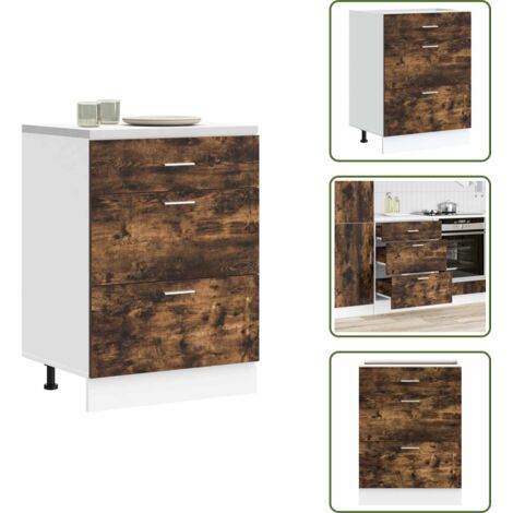 The Living Store Base da Cucina “Lyon” Rovere Fumo in Legno Multistrato - Mobile da cucina