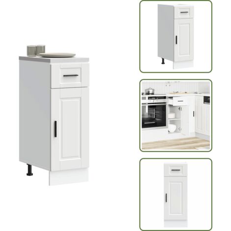 The Living Store Base da Cucina Porto Bianco in Legno Multistrato - Base da cucina