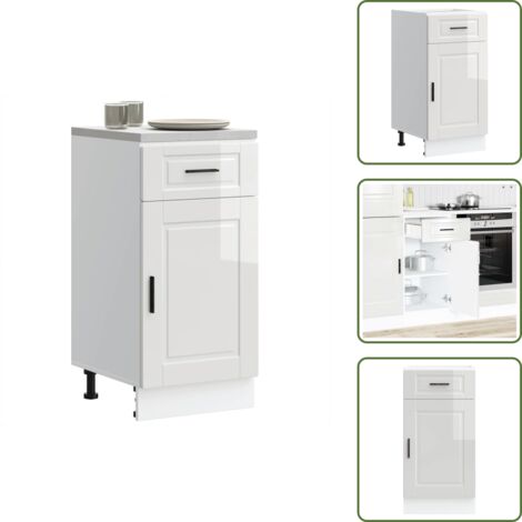 The Living Store Base da Cucina Porto Bianco Lucido in Legno Multistrato - Base da cucina