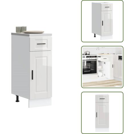 The Living Store Base da Cucina Porto Bianco Lucido in Legno Multistrato - Base da cucina