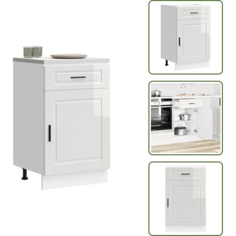 The Living Store Base da Cucina Porto Bianco Lucido in Legno Multistrato - Base da cucina