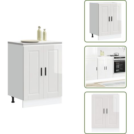 The Living Store Base da Cucina Porto Bianco Lucido in Legno Multistrato - Mobile da cucina