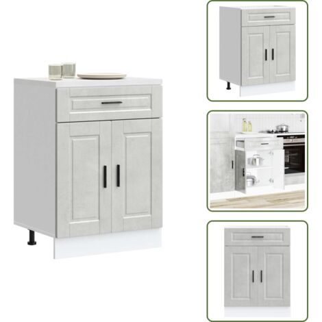 The Living Store Base da Cucina Porto Grigio Cemento in Legno Multistrato - Base da cucina