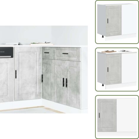 The Living Store Base da Cucina Porto Grigio Cemento in Legno Multistrato - Base da cucina