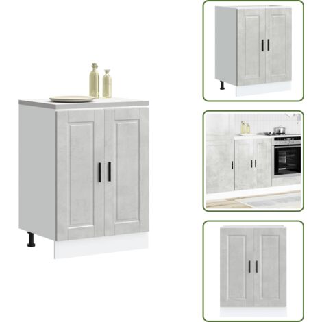 The Living Store Base da Cucina Porto Grigio Cemento in Legno Multistrato - Mobile da cucina