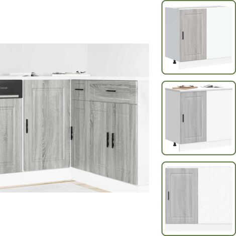 The Living Store Base da Cucina Porto Grigio Sonoma in Legno Multistrato - Base da cucina