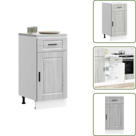 The Living Store Base da Cucina Porto Grigio Sonoma in Legno Multistrato - Base da cucina