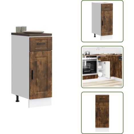 The Living Store Base da Cucina Porto Rovere Fumo in Legno Multistrato - Armadio da cucina