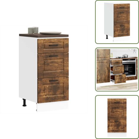 The Living Store Base da Cucina Porto Rovere Fumo in Legno Multistrato - Base da cucina