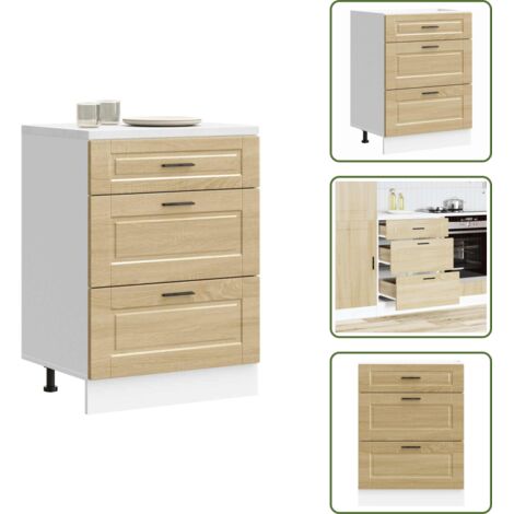 The Living Store Base da Cucina Porto Rovere Sonoma in Legno Multistrato - Mobile da cucina