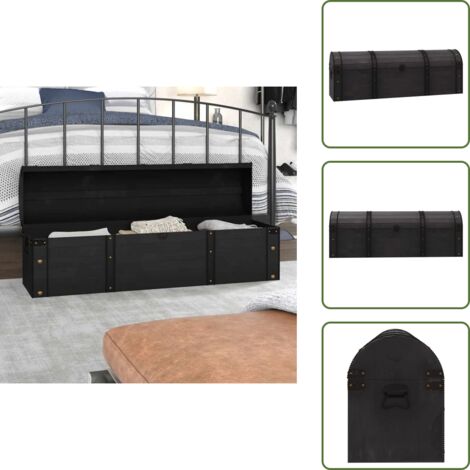 The Living Store Baúl de almacenaje estilo vintage madera maciza 120x30x40 cm - Madera maciza
