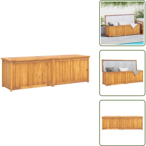 The Living Store Baúl de jardín madera maciza de teca 175x50x55 cm - Caja de jardín