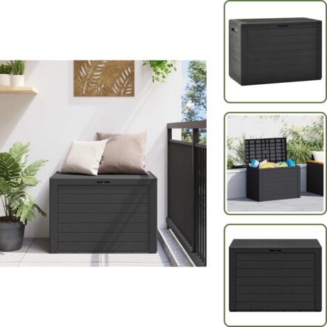 The Living Store Baule da Giardino Antracite 78x44x55 cm - Cassapanca da giardino
