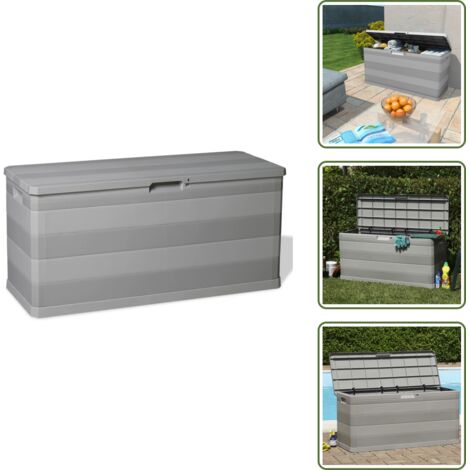 The Living Store Baule da Giardino Grigio 117x45x56 cm - Box da giardino