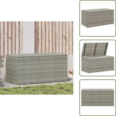 The Living Store Baule da Giardino in Polyrattan 100x50x50 cm Grigio - Cassone in polyrattan