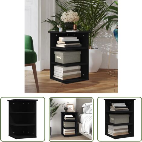 The Living Store Beistellregal Schwarz 35x35x55 cm Holzwerkstoff - Bücherregal - Regal Schwarz - Wohnzimmerdeko - Beistelltisch - Holzregale