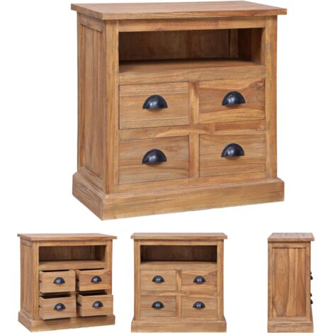 The Living Store Beistellschrank 60 x 30 x 60 cm Massivholz Teak - Sideboards