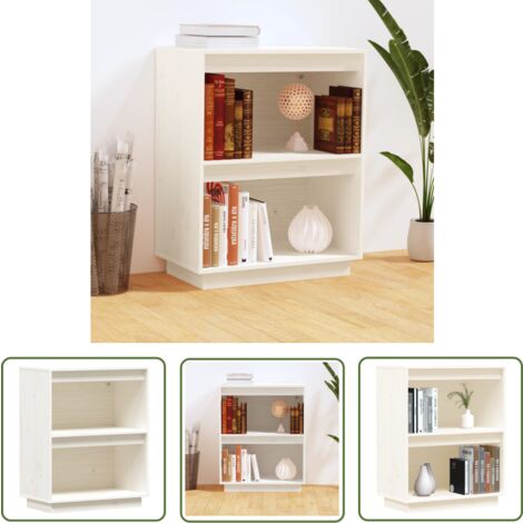The Living Store Beistellschrank Weiß 60x34x75 cm Massivholz Kiefer - Holz Sideboard - Kiefernholzmöbel - Wohnwand Regal - TV Stand - Kommode Weiß
