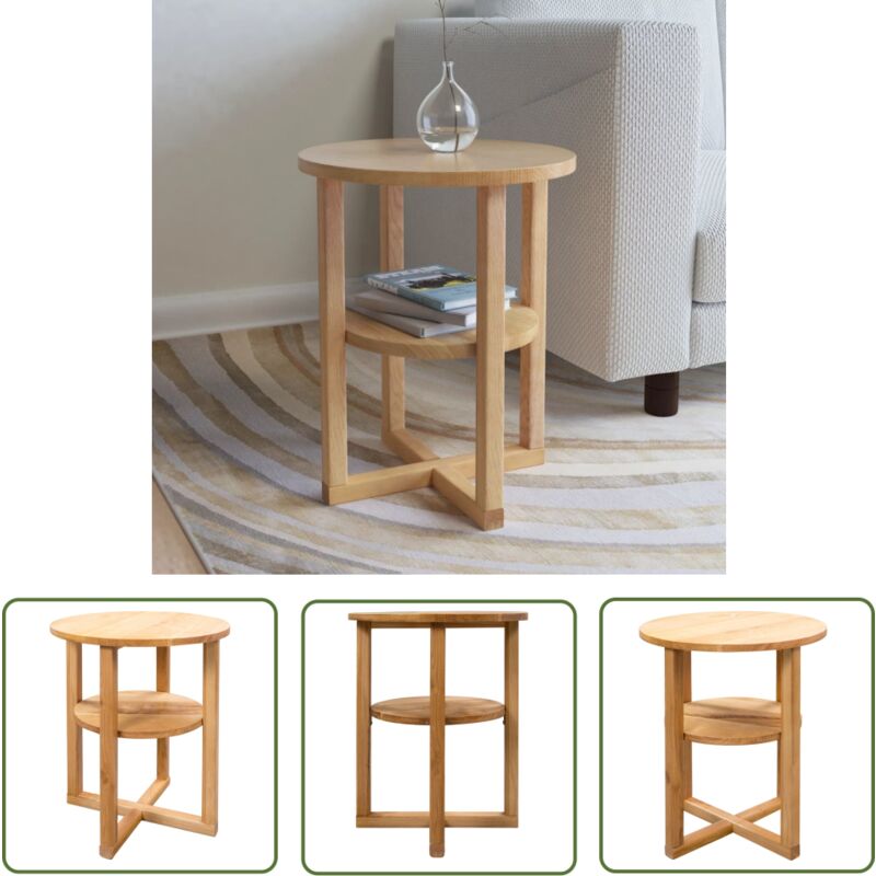 The Living Store Beistelltisch 40×50 Cm Massivholz Eiche - Beistelltisch - Holztisch - Eichentisch - Wohnzimmermöbel - Schlafzimmerschrank