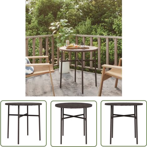 The Living Store Beistelltisch Braun 45 cm Poly Rattan - Gartentisch - Rundes Bistrotisch - Outdoor Möbel - Terrassenmöbel - Esszimmerset