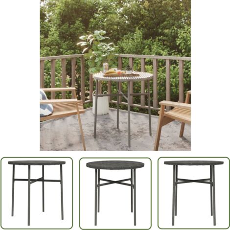 The Living Store Beistelltisch Grau 45 cm Poly Rattan - Gartenmöbel - Teras Tisch - Rund - Poly Rattan - Grau
