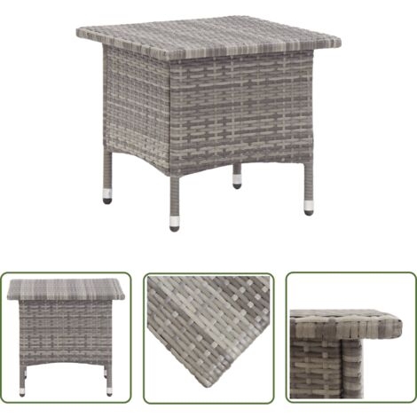 The Living Store Beistelltisch Grau 50x50x47 cm Poly Rattan - Beistelltisch - Gartentisch - Terrassenmöbel - Outdoor Möbel - Rattan Tisch