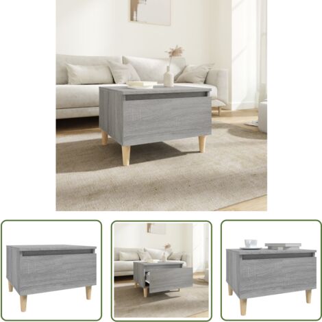 The Living Store Beistelltisch Grau Sonoma 50x46x35 cm Holzwerkstoff - Beistelltisch - Couchtisch - Esszimmertisch - Wohnzimmerstil - Skandinavisches Design