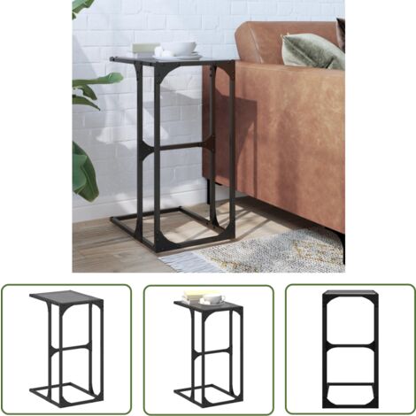 The Living Store Beistelltisch mit Glasplatte Schwarz 40x30x61,5 cm Stahl - Beistelltisch - Wohnzimmermöbel - Nachttisch - Industriel Style - Glastisch