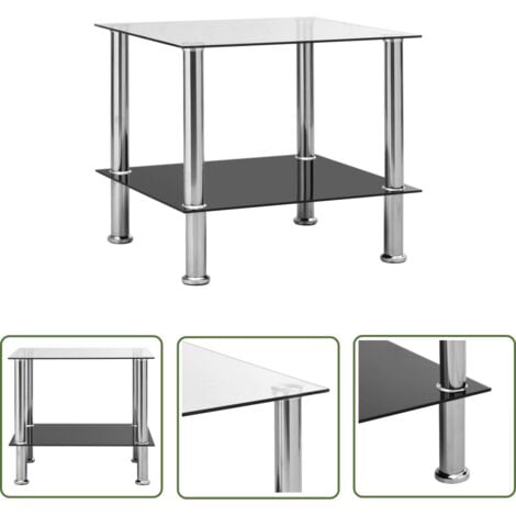 The Living Store Beistelltisch Transparent 45x50x45 cm Hartglas - Beistelltisch - Wohnzimmermöbel - Glastisch - Esszimmertisch - Side Table