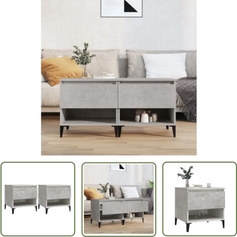 The Living Store Beistelltische 2 Stk. Betongrau 50x46x50 cm Holzwerkstoff - Industrieller Stil - Beistelltisch - Wohnzimmerstil - Holzwerkstoffmöbel - Side Table